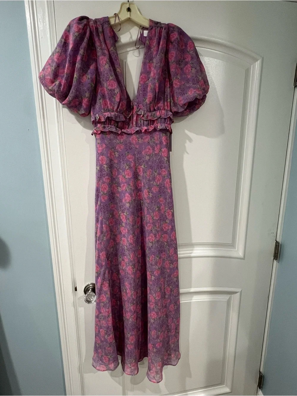 NWT Astr Floral Purple Maxi Dress with Pink Blooms - Picture 1 of 5